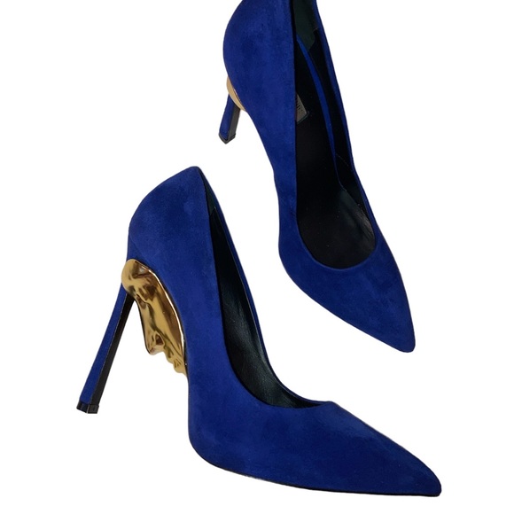 GANOR DOMINIC APOLLO 3D-DETAIL SUEDE PUMPS IN BLUE - Picture 4 of 16